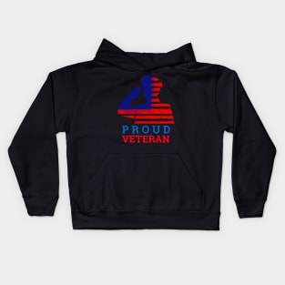 Proud Veteran with Soldier Salute American Flag Greatest Gift Kids Hoodie